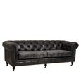 Hoxton Sofa - Chesterfield - 3 Seater - Dark Grey Leather