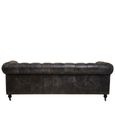 Hoxton Sofa - Chesterfield - 3 Seater - Dark Grey Leather