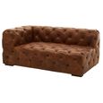 Hoxton Corner Sofa - Vintage Brown Tufted Leather - 2 Seater - RHF
