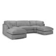 Inga U Shape Corner Sofa - Grey Fabric - Fullback