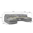 Inga U Shape Corner Sofa - Grey Fabric - Fullback