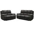 Isobella Manual Recliner Sofa Set - Charcoal Fabric - 3+2 Seater