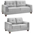 Jerry Sofa Set - Grey Fabric - 3+2 Seater