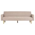 Kells Click Clack Sofa Bed - Sand Fabric - Natural Legs
