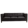 King Sofa - 3 Seater - Antique Ebony Leather with Tufted Back