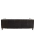 King Sofa - 3 Seater - Antique Ebony Leather with Tufted Back