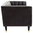 King Sofa - 3 Seater - Black Leather with Flared Arms