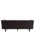 King Sofa - 3 Seater - Black Leather with Flared Arms