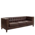 King Sofa - 3 Seater - Dark Brown Leather with Tufted Back