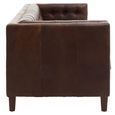 King Sofa - 3 Seater - Dark Brown Leather with Tufted Back