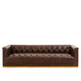King Sofa - 3 Seater - Brown Tufted Leather - Mexico