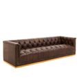 King Sofa - 3 Seater - Brown Tufted Leather - Mexico