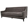 Theodore Sofa - Warm Grey Fabric - Buttoned - 3 Seater