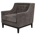 Theodore Armchair - Warm Grey Fabric - Buttoned