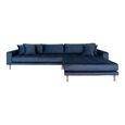Lido Lounge Sofa - Blue - Fabric - Natural Legs - RHF