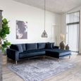 Lido Lounge Sofa - Blue - Fabric - Natural Legs - RHF
