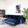 Lido Lounge Sofa - Blue - Fabric - Natural Legs - RHF