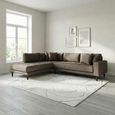 Lido Corner Sofa - Open End - Brown - Fabric - Black Legs - LHF