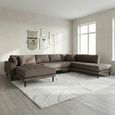 Lido U-Sofa - Open End - Brown - Fabric - Black Legs - LHF