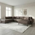 Lido U-Sofa - Open End - Brown - Fabric - Black Legs - RHF