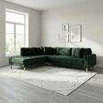Lido Corner Sofa - Open End - Green - Fabric - Natural Legs - LHF