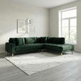 Lido Corner Sofa - Open End - Green - Fabric - Natural Legs - RHF