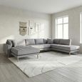 Lido U-Sofa - Open End - Grey - Fabric - Natural Legs - LHF