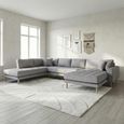 Lido U-Sofa - Open End - Grey - Fabric - Natural Legs - RHF