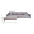 Lido Lounge Sofa - Light Grey - Fabric - Natural Legs - LHF