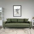 Lido Sofa - 3 Seater - Olive Green - Fabric