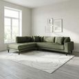 Lido Corner Sofa - Open End - Olive Green - Fabric - Black Legs - LHF