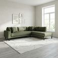Lido Corner Sofa - Open End - Olive Green - Fabric - Black Legs - RHF