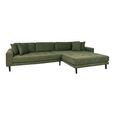 Lido Lounge Sofa - Olive Green - Fabric - Black Legs - RHF