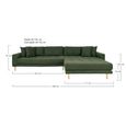 Lido Lounge Sofa - Olive Green - Fabric - Black Legs - RHF