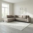Lido Corner Sofa - Open End - Stone - Fabric - Black Legs - LHF