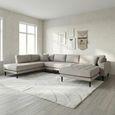 Lido U-Sofa - Open End - Stone - Fabric - Black Legs - RHF