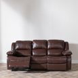 London Brown Leather 3 Seater Recliner Sofa