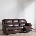 London Brown Leather 3 Seater Recliner Sofa