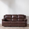London Brown Leather 3 Seater Recliner Sofa
