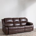 London Brown Leather 3 Seater Recliner Sofa
