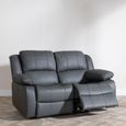 London Grey Leather 2 Seater Recliner Sofa