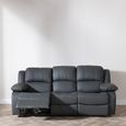 London Grey Leather 3 Seater Recliner Sofa