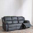 London Grey Leather 3 Seater Recliner Sofa