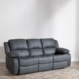 London Grey Leather 3 Seater Recliner Sofa