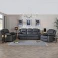 London Grey Leather Recliner Sofa Set