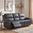 London Recliner Sofa - 3 Seater - Grey Leather