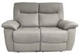 Lucia Recliner Sofa - Pearl Grey Leather - 2 Seater