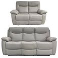 Lucia Recliner Sofa Set - Pearl Grey Leather - 3+2 Seater