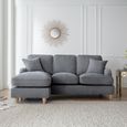 Manhattan Charcoal Fabric Chaise Corner Sofa - LHF