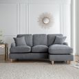 Manhattan Charcoal Fabric Chaise Corner Sofa - RHF